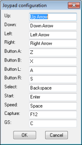 Controls for VisualBoy Advance